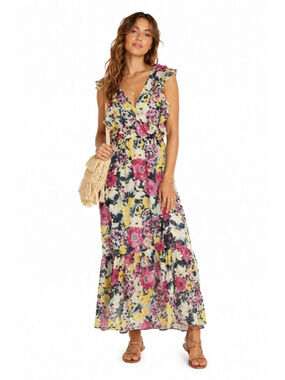LC Lauren Conrad Floral Ruffle Dress M Boho Cottagecore